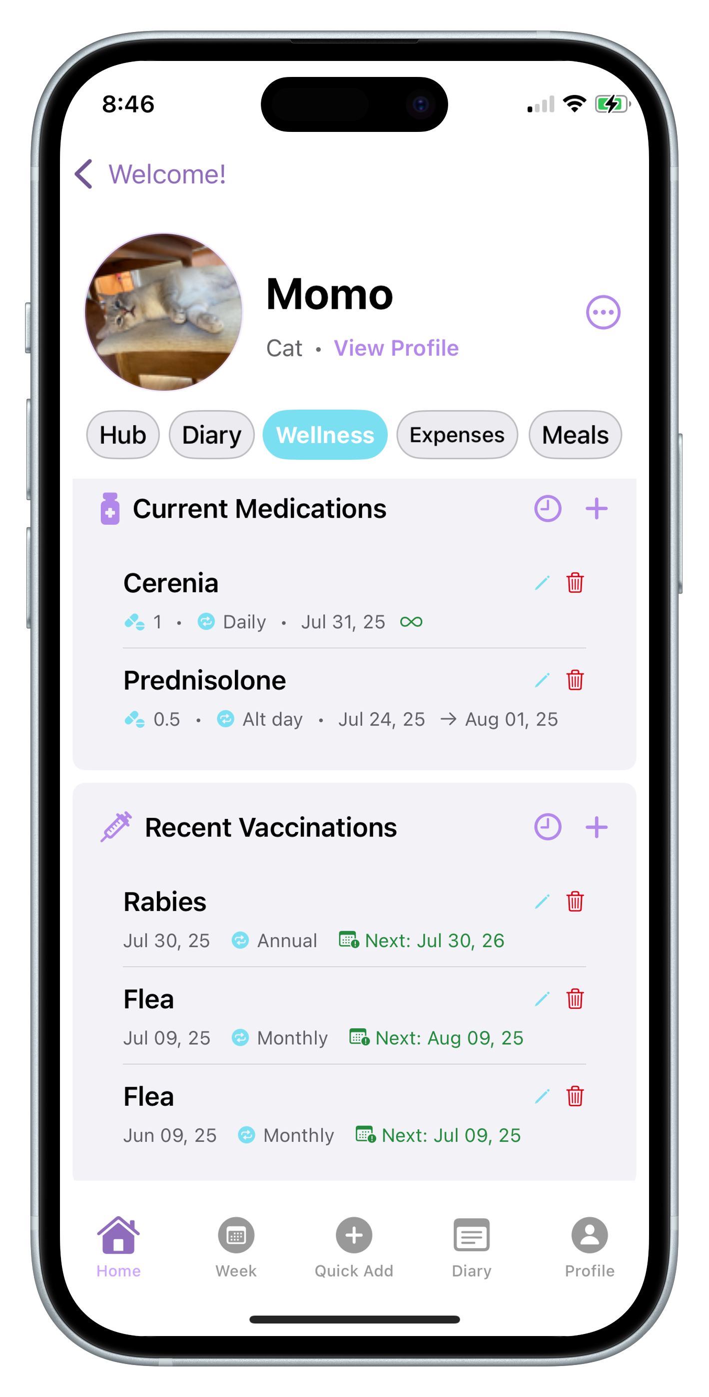 Wellness Tracking Screenshot